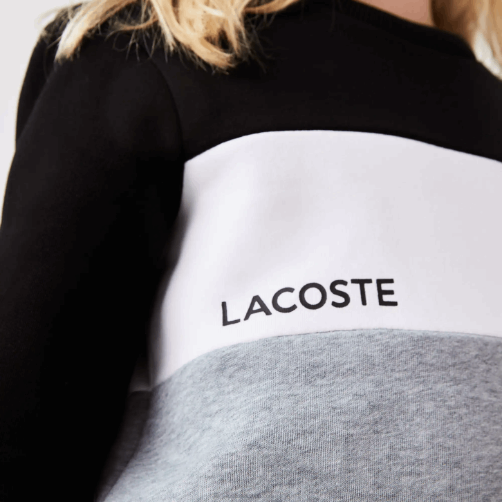 crianças Lacoste chine preto branco nu moletom de gola redonda de marca 08D03236