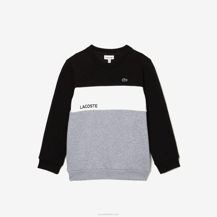 crianças Lacoste chine preto branco nu moletom de gola redonda de marca 08D03236