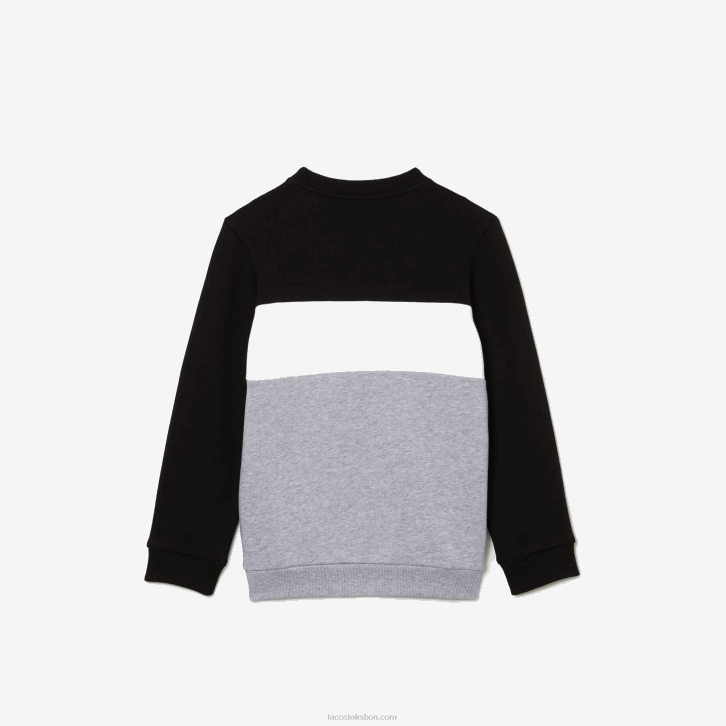 crianças Lacoste chine preto branco nu moletom de gola redonda de marca 08D03236
