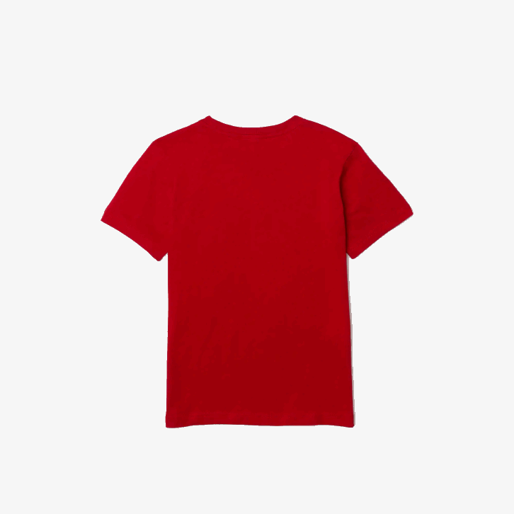 crianças Lacoste galinha vermelha camiseta de jérsei de algodão gola redonda 08D03178