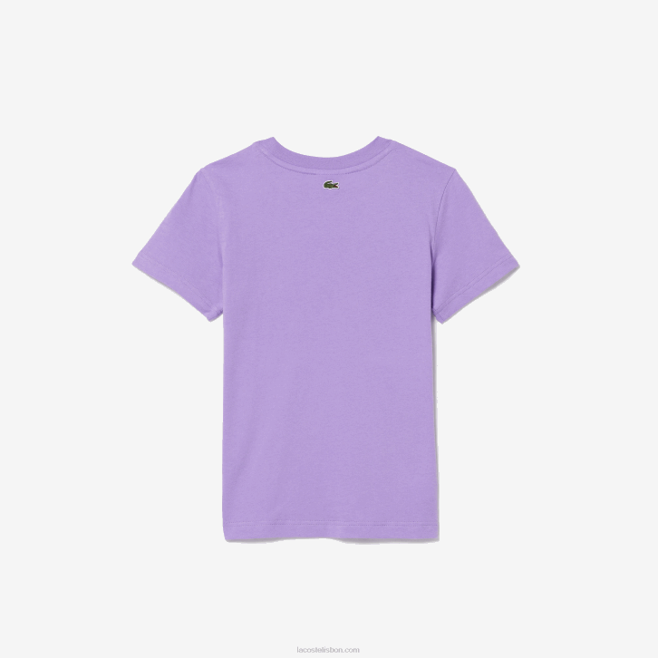 crianças Lacoste gfu roxo camiseta de jérsei de algodão com marca contrastante 08D03031