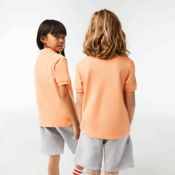 crianças Lacoste heb laranja claro polo regular fit petit piquet 08D03123