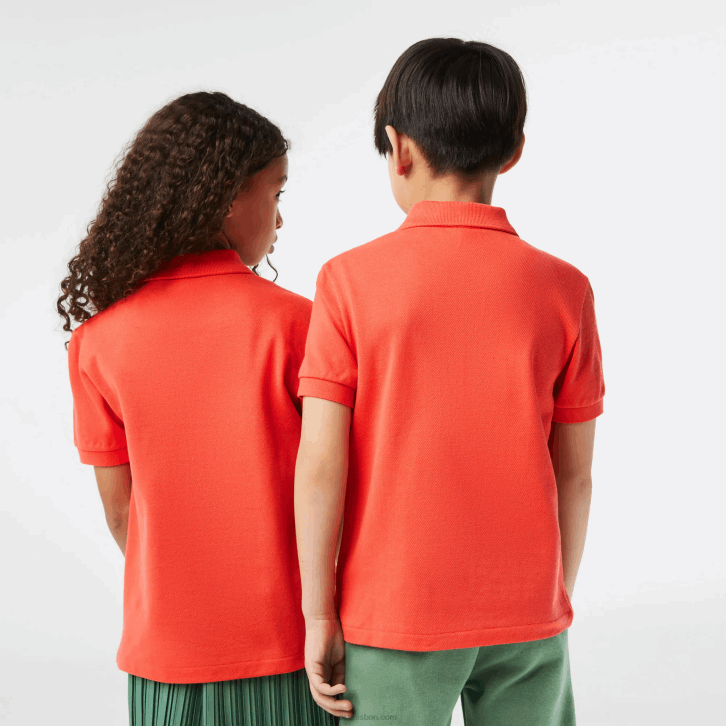 crianças Lacoste laranja 02k polo regular fit petit piquet 08D03007