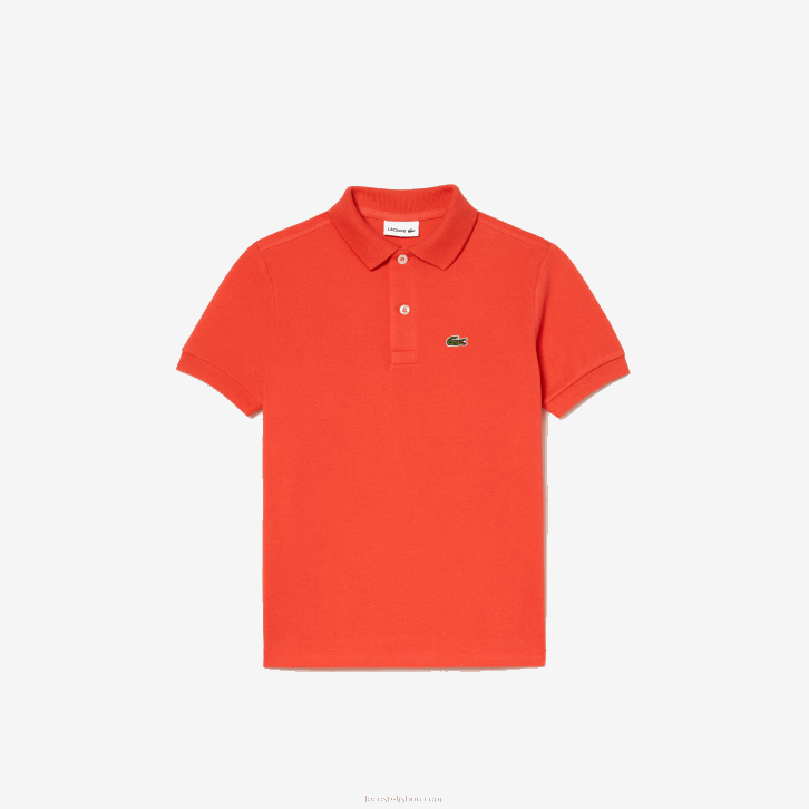 crianças Lacoste laranja 02k polo regular fit petit piquet 08D03007