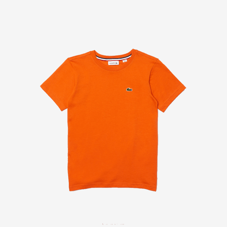 crianças Lacoste laranja z4d camiseta de jérsei de algodão gola redonda 08D03177