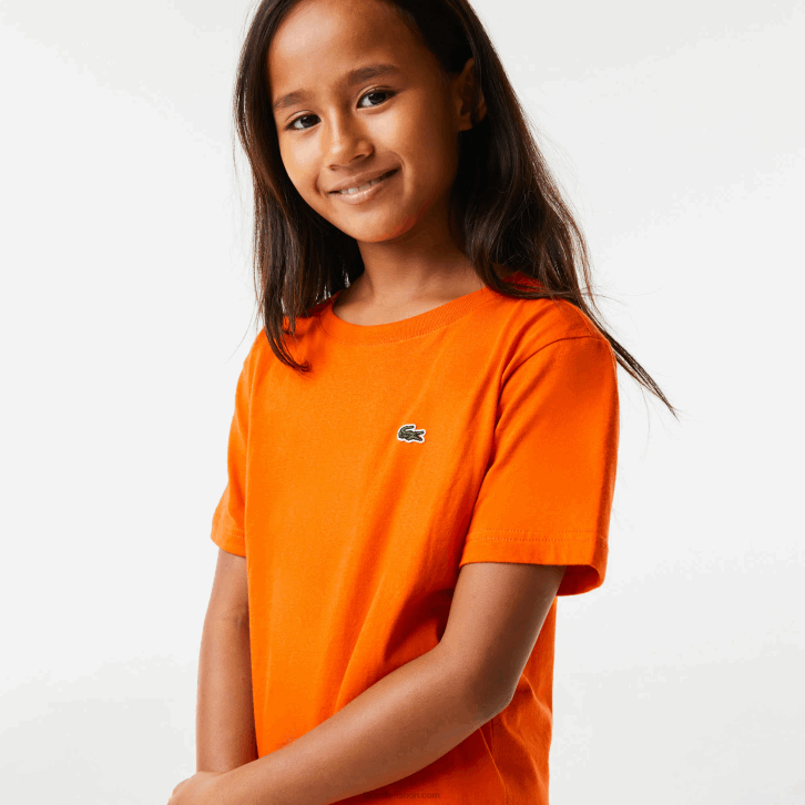 crianças Lacoste laranja z4d camiseta de jérsei de algodão gola redonda 08D03177