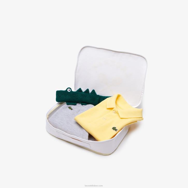 crianças Lacoste lombo cinza amarelo 8 lb conjunto de caixa de pijama de brinquedo e algodão orgânico 08D02983