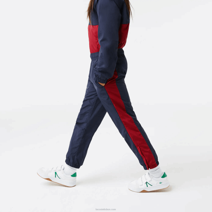 crianças Lacoste lub bordeaux azul marinho calça de faixa contrastante 08D03225