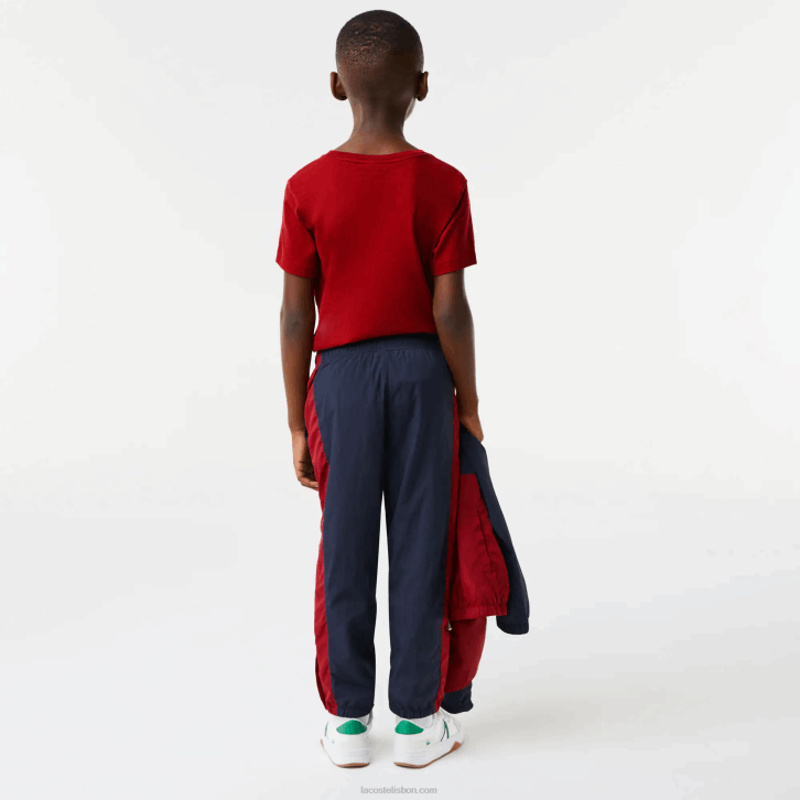 crianças Lacoste lub bordeaux azul marinho calça de faixa contrastante 08D03225