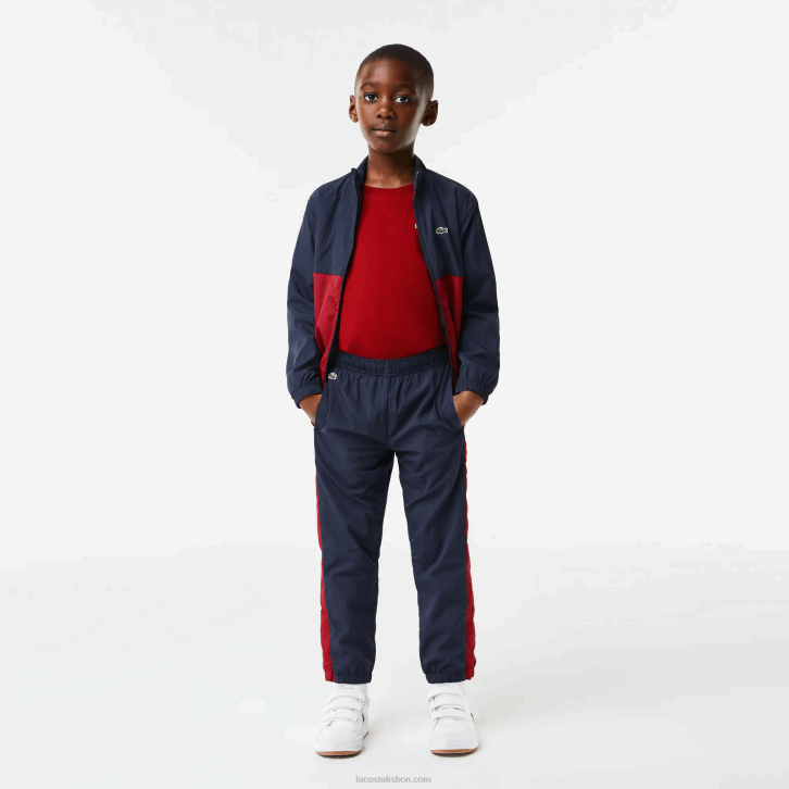 crianças Lacoste lub bordeaux azul marinho calça de faixa contrastante 08D03225