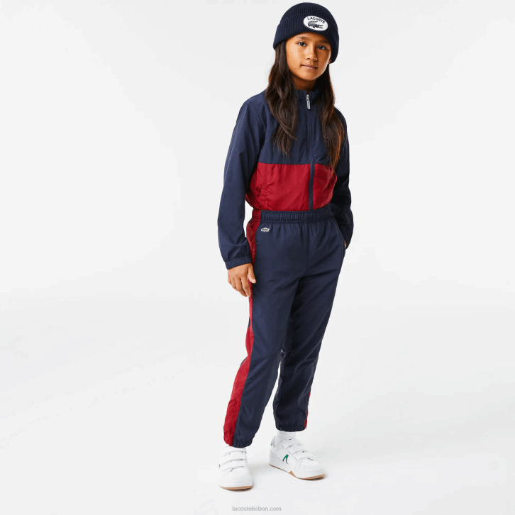 crianças Lacoste lub bordeaux azul marinho calça de faixa contrastante 08D03225
