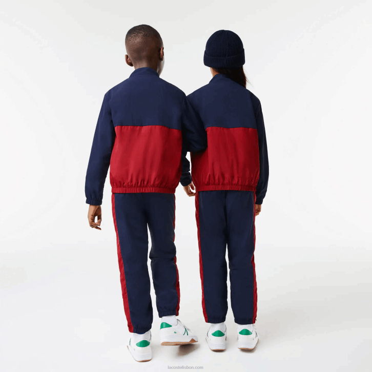 crianças Lacoste lub bordeaux azul marinho jaqueta colorblock gola alta 08D03219