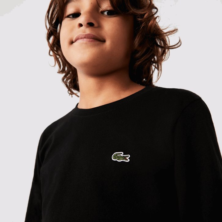 crianças Lacoste preto 031 camiseta de jérsei de gola redonda 08D03141