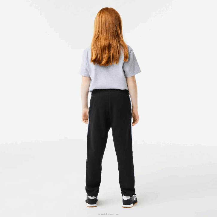 crianças Lacoste preto azul 985 calças de bandas impressas 08D03223