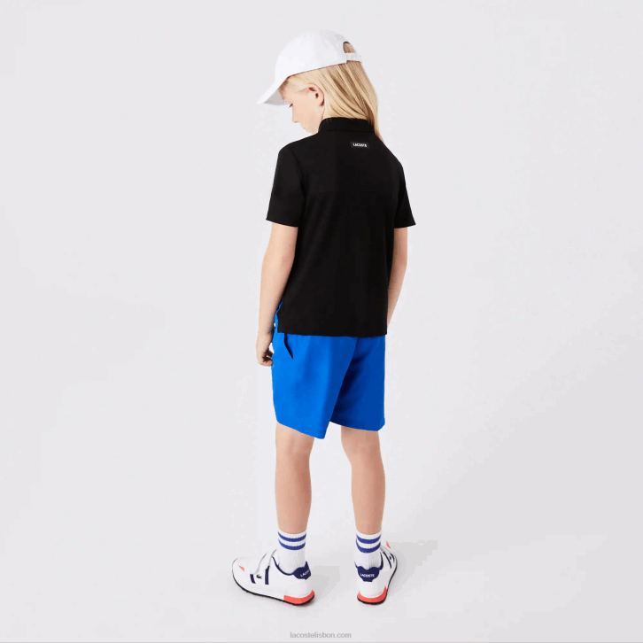 crianças Lacoste preto azul branco 7ke polo de tênis color block esportivo 08D03150