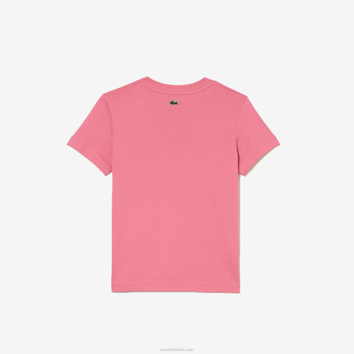 crianças Lacoste rosa 2r3 camiseta de jérsei de algodão com marca contrastante 08D03029