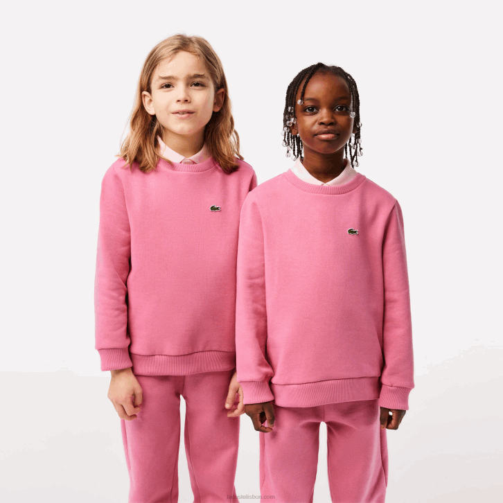 crianças Lacoste rosa 2r3 moletom de flanela de algodão orgânico 08D03051