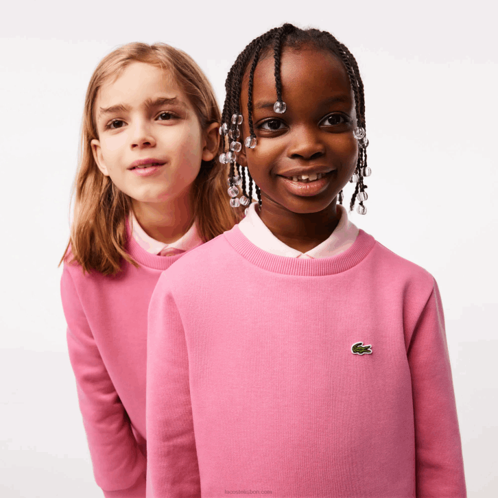 crianças Lacoste rosa 2r3 moletom de flanela de algodão orgânico 08D03051