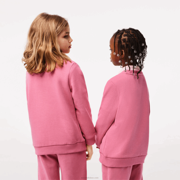 crianças Lacoste rosa 2r3 moletom de flanela de algodão orgânico 08D03051