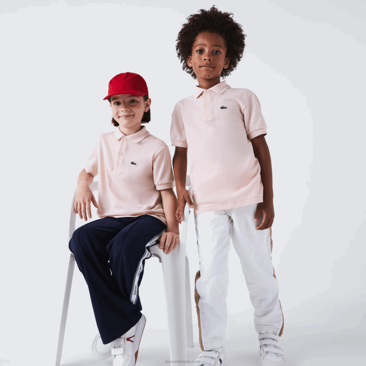 crianças Lacoste rosa claro polo regular fit petit piquet 08D03122