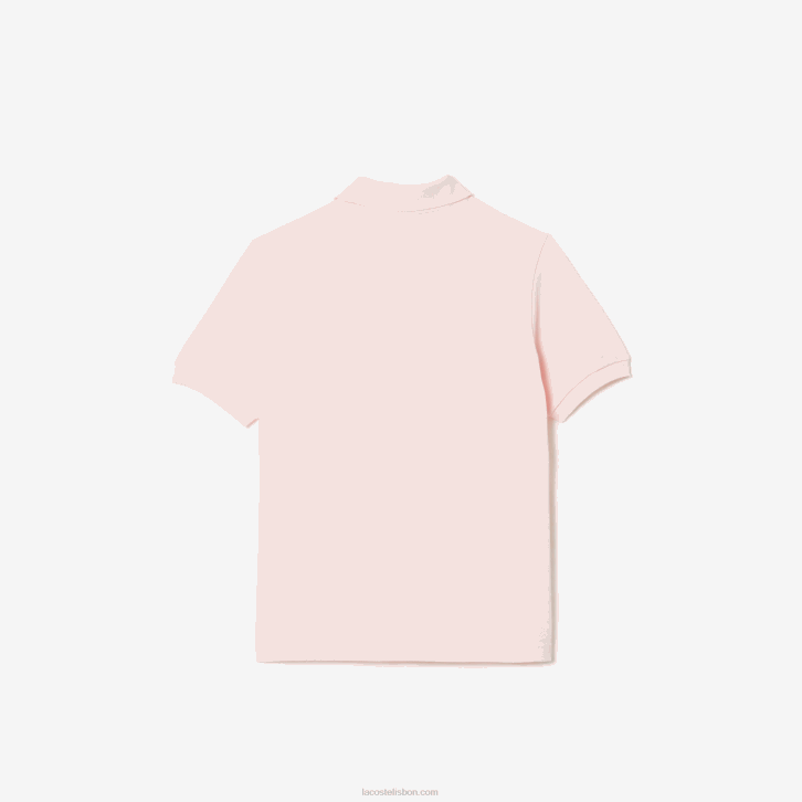 crianças Lacoste rosa claro t03 polo em piquê de algodão orgânico com distintivo cômico 08D03146