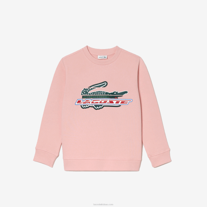 crianças Lacoste rosa kf9 moletom de lã de algodão orgânico 08D03049