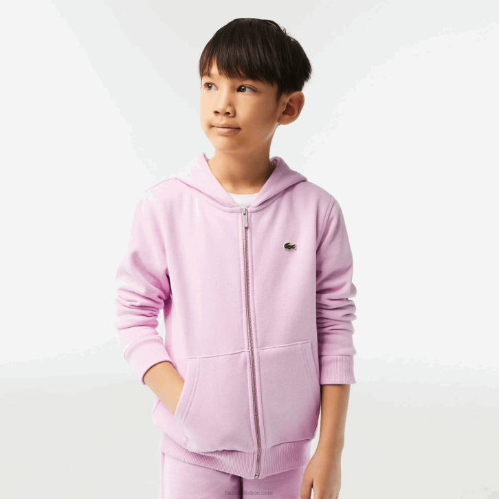 crianças Lacoste rosa z4h moletom com bolso canguru e zíper 08D03252