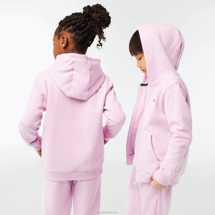 crianças Lacoste rosa z4h moletom com bolso canguru e zíper 08D03252