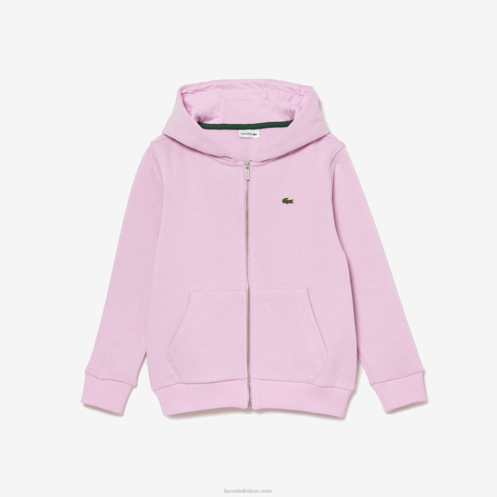 crianças Lacoste rosa z4h moletom com bolso canguru e zíper 08D03252