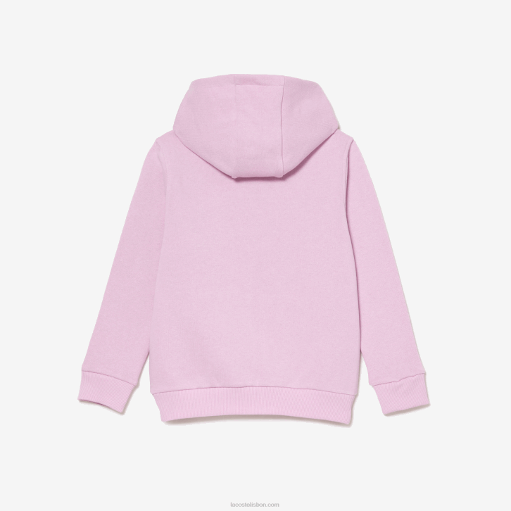 crianças Lacoste rosa z4h moletom com bolso canguru e zíper 08D03252