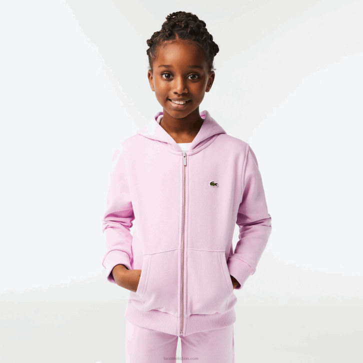 crianças Lacoste rosa z4h moletom com bolso canguru e zíper 08D03252