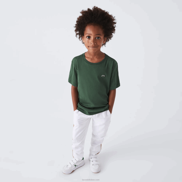 crianças Lacoste verde 5hx camiseta de jérsei de algodão gola redonda 08D03149
