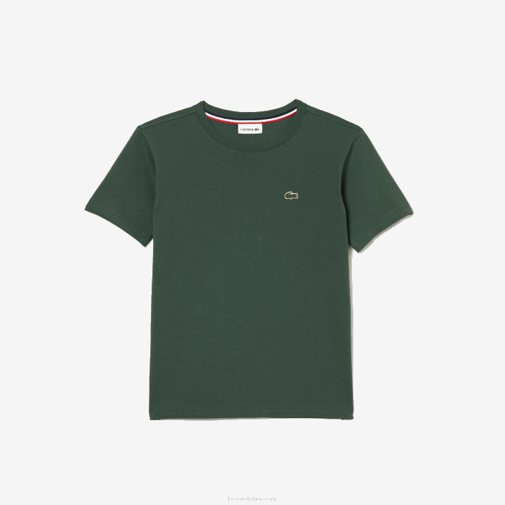 crianças Lacoste verde 5hx camiseta de jérsei de algodão gola redonda 08D03149