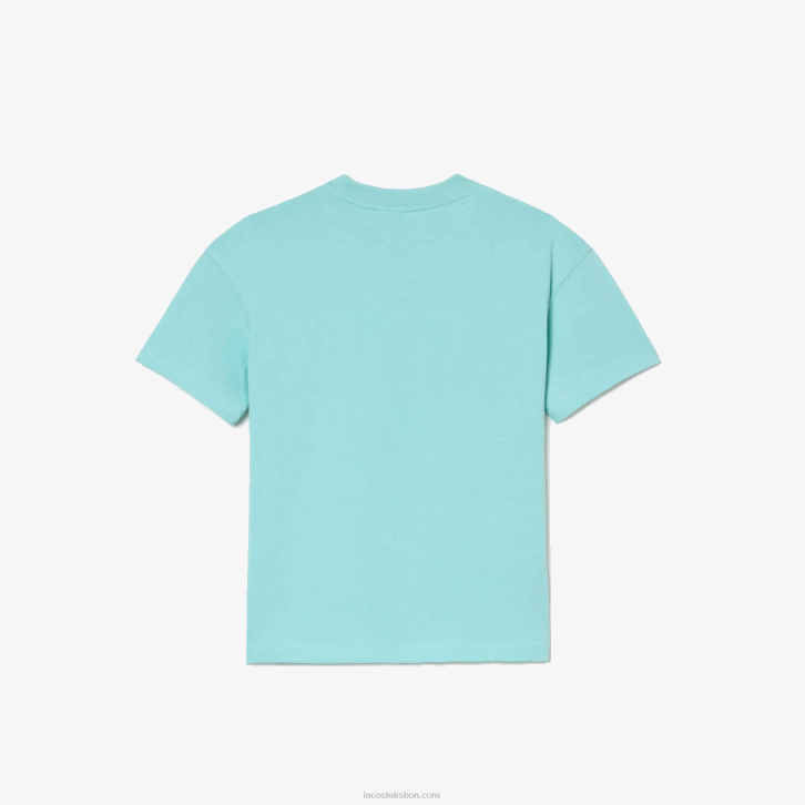 crianças Lacoste verde claro branco y7i t-shirt de marca em jersey de algodão orgânico 08D03039