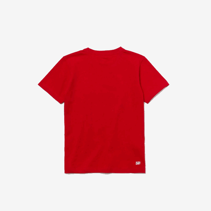 crianças Lacoste vermelho branco 564 t-shirt oversized croc camisa técnica de tênis esportivo 08D03021