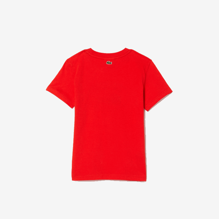 crianças Lacoste vermelho f8m camiseta de jérsei de algodão com marca contrastante 08D03030