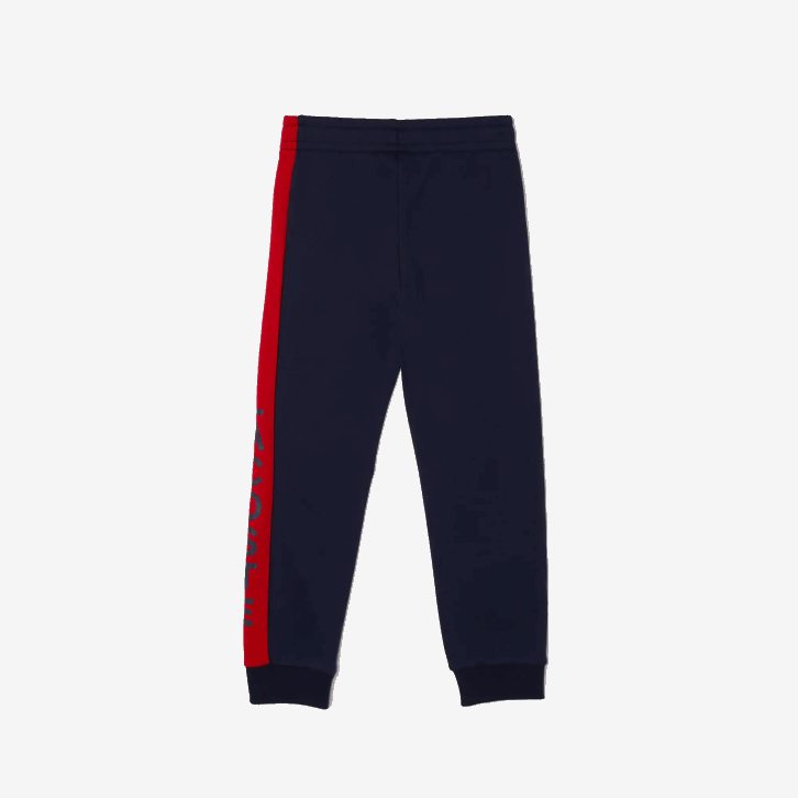 Rapazes Lacoste azul marinho vermelho k1h calça jogging mistura de lã de algodão 08D03243