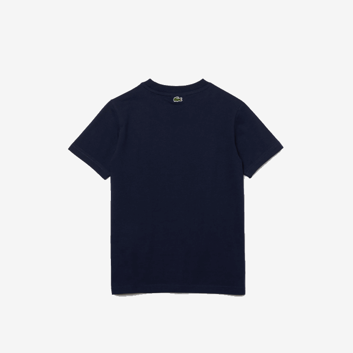 Rapazes Lacoste azul marinho 166 camiseta de algodão com logo vintage e gola redonda 08D03152