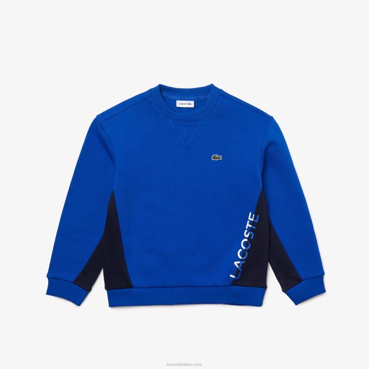 Rapazes Lacoste azul marinho mt5 moletom de lã com gola redonda 08D03265