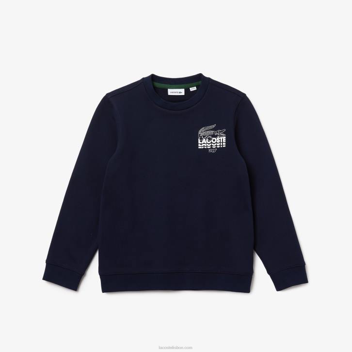 crianças Lacoste azul marinho 166 moletom de lã de algodão com marca de crocodilo 08D03204