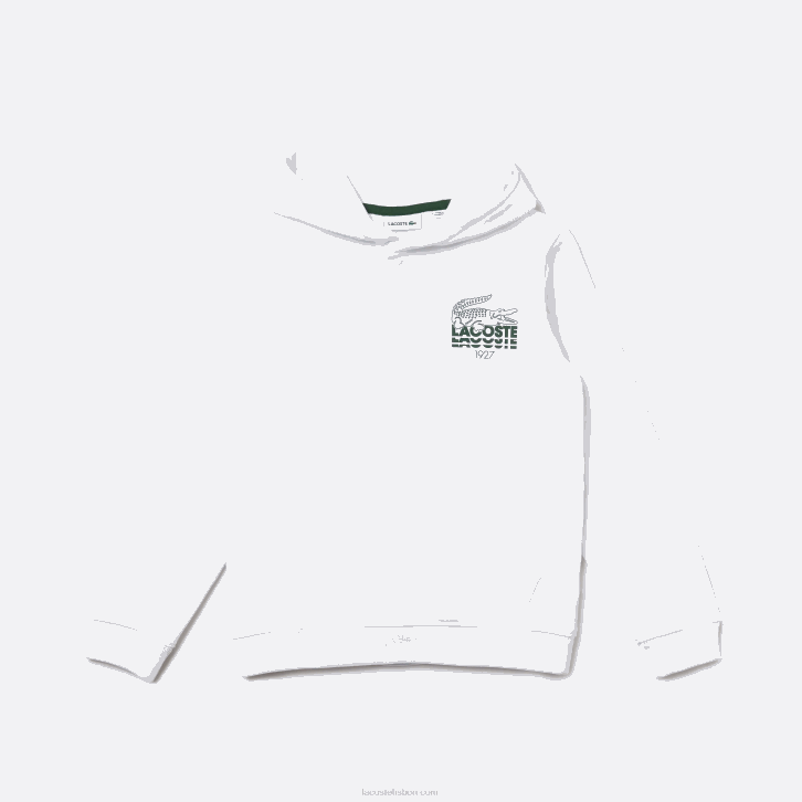 crianças Lacoste branco 001 moletom de algodão crocodilo 08D03202