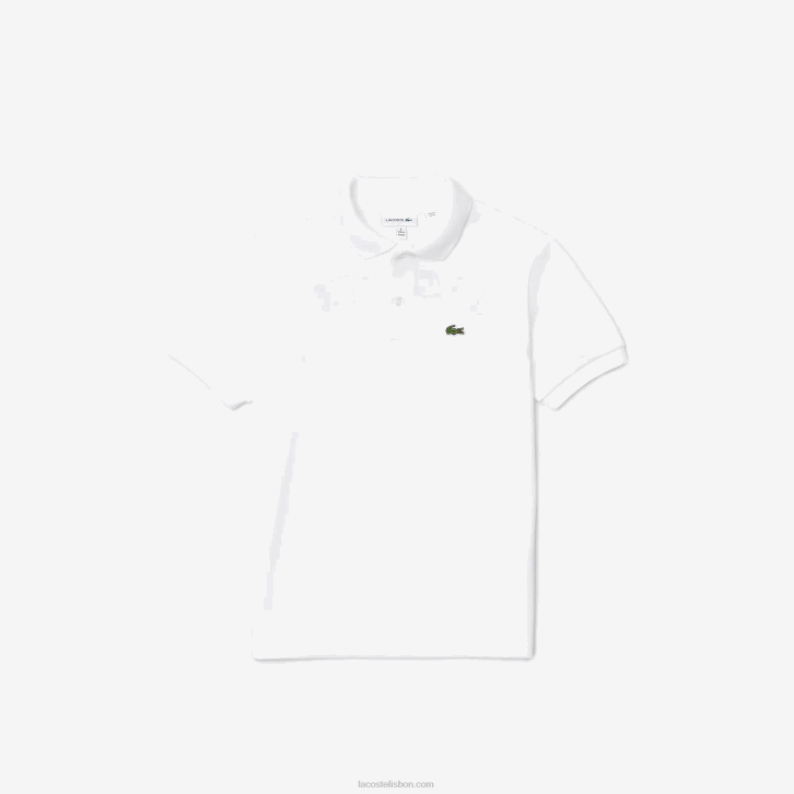 crianças Lacoste branco vermelho b6c polo piquê de algodão com letras Heritage 08D02964