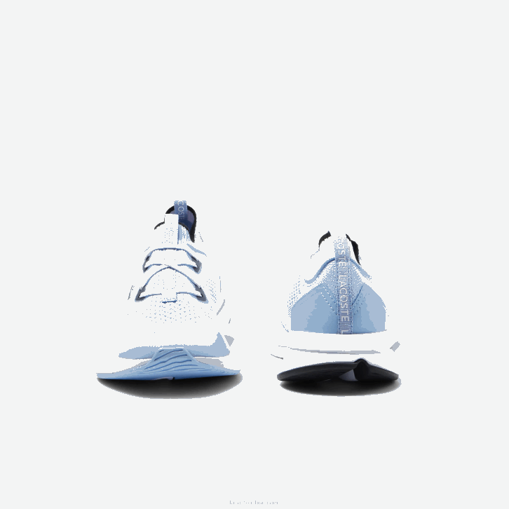 juniores Lacoste azul claro branco 2k7 tênis run spin knit com contraste de cor têxtil 08D03329