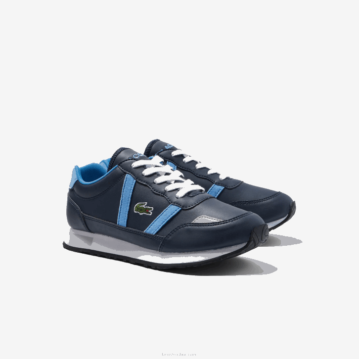 juniores Lacoste azul marinho e azul claro 7e9 tênis sintético color-pop parceiro 08D03333