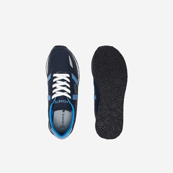 juniores Lacoste azul marinho e azul claro 7e9 tênis sintético color-pop parceiro 08D03333
