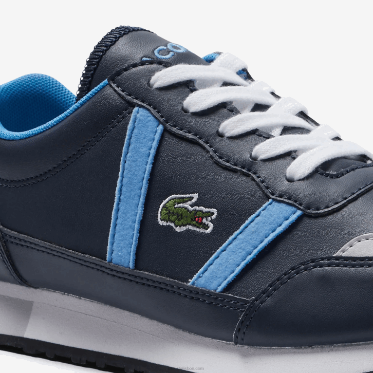 juniores Lacoste azul marinho e azul claro 7e9 tênis sintético color-pop parceiro 08D03333