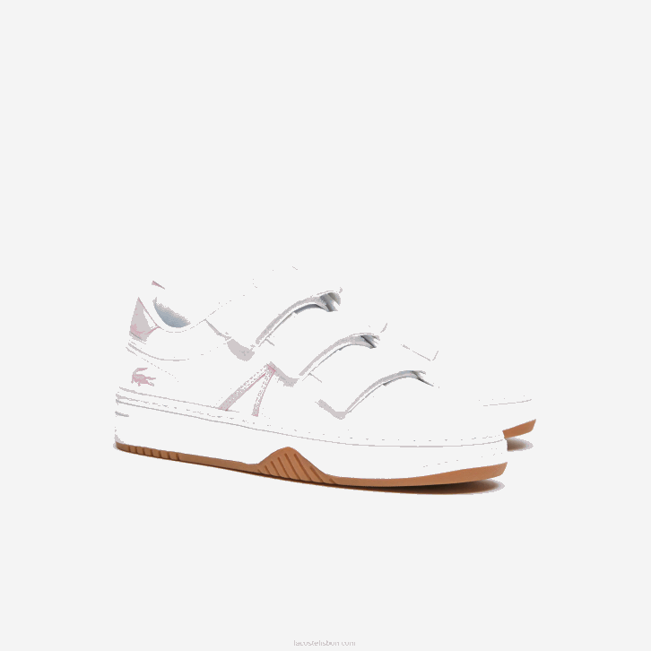 juniores Lacoste branco e rosa b53 l001 tênis sintético 08D03326