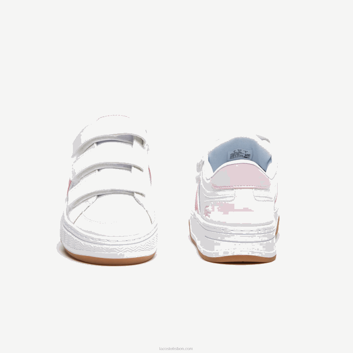 juniores Lacoste branco e rosa b53 l001 tênis sintético 08D03326