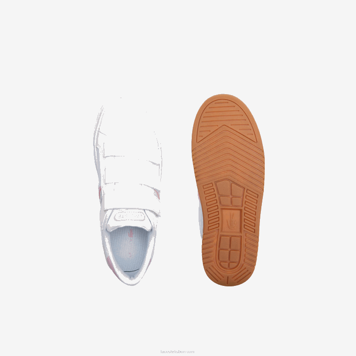 juniores Lacoste branco e rosa b53 l001 tênis sintético 08D03326
