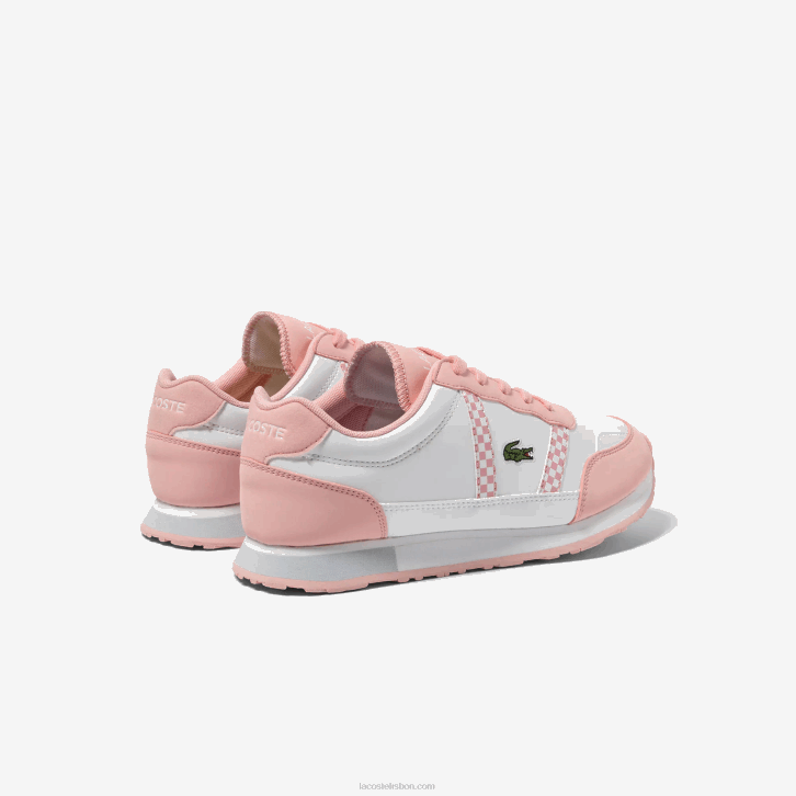 juniores Lacoste branco e rosa b53 tênis sintético parceiro 08D03311
